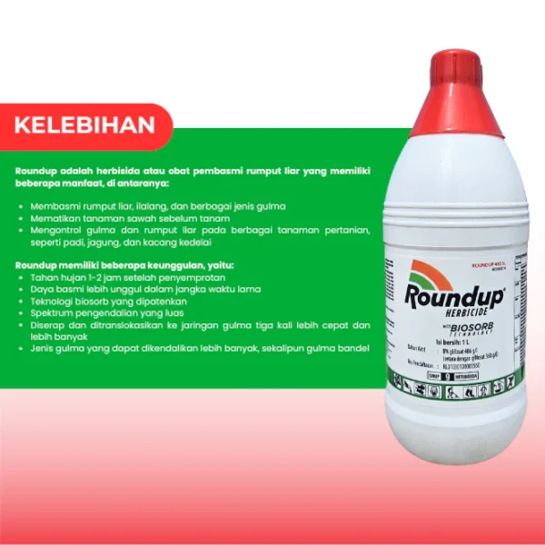 Herbisida Round Up pembasmi rumput gulma 1 Liter - Gambar 4